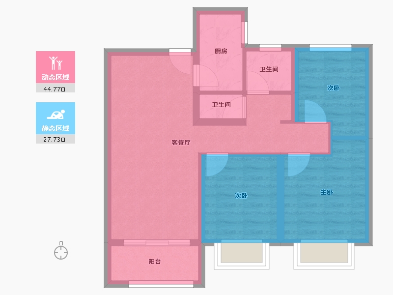 山西省-太原市-梵璟·天瑞-63.87-户型库-动静分区