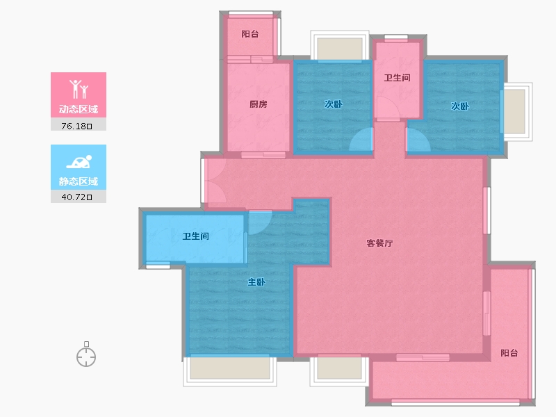 云南省-昆明市-富康城紫悦府-104.72-户型库-动静分区