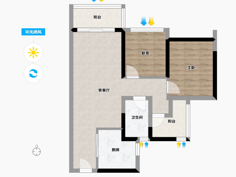 广东省-佛山市-新希望悦珑湾-61.26-户型库-采光通风