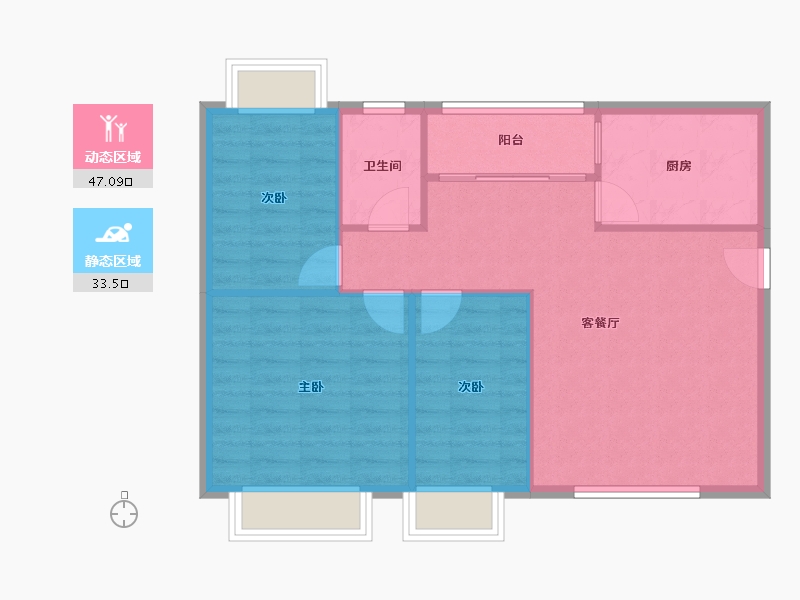 广东省-广州市-鸣翠花园-73.77-户型库-动静分区