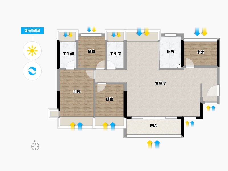 广东省-广州市-越秀·天瀛-101.75-户型库-采光通风