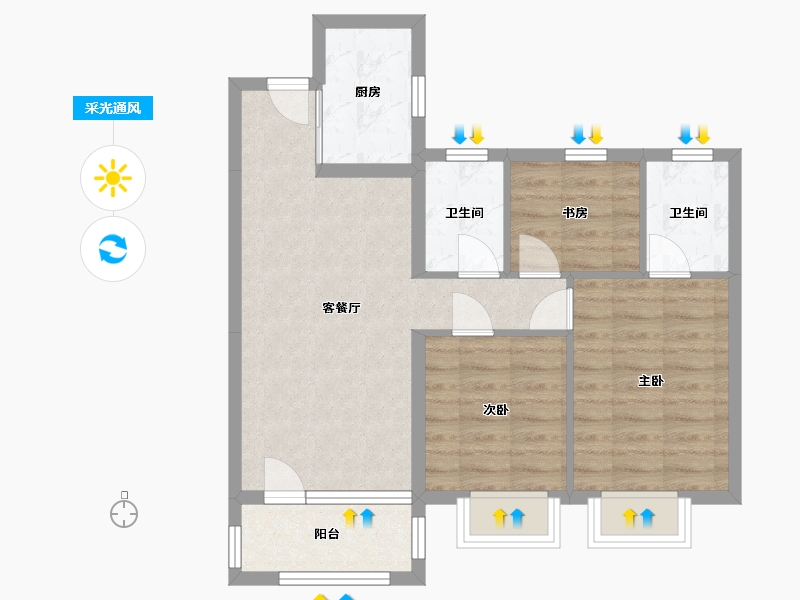 湖北省-武汉市-中建福地星城-73.46-户型库-采光通风