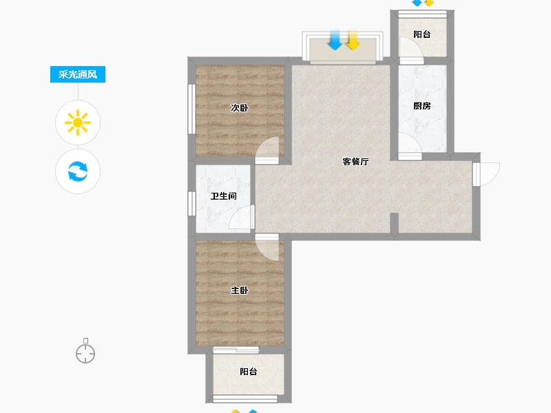 山西省-太原市-华峪南区-60.99-户型库-采光通风