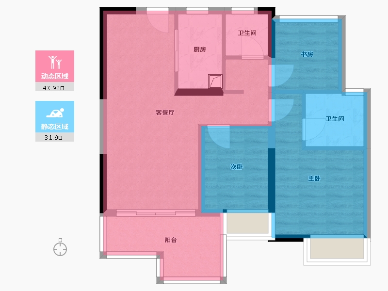 广东省-江门市-滨江新城-93.00-户型库-动静分区