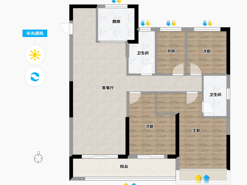 浙江省-杭州市-大家中天·春樾星宸-105.00-户型库-采光通风