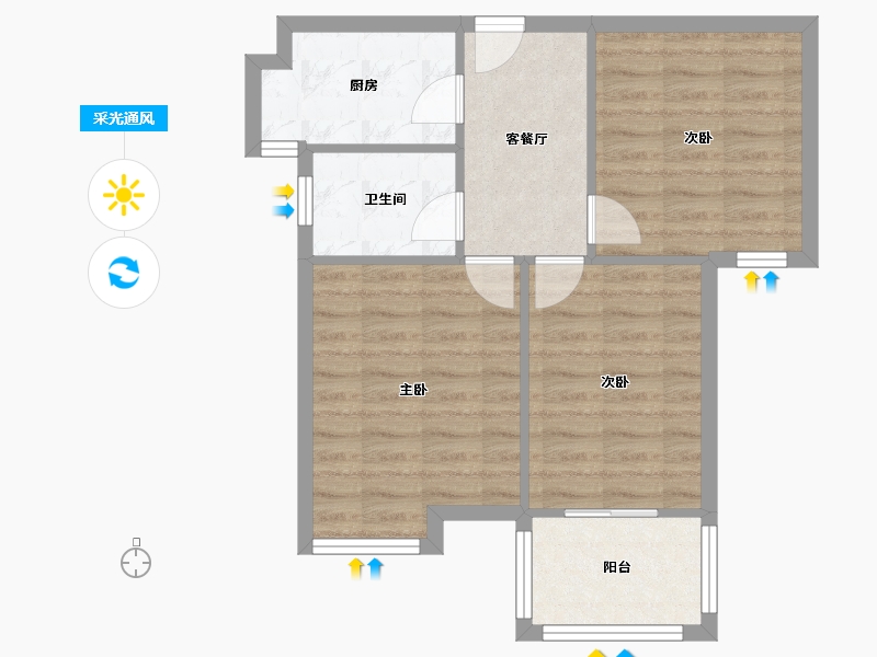 江苏省-常州市-逸兴聚缘公寓-59.43-户型库-采光通风