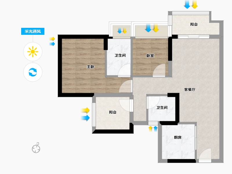 广东省-佛山市-保利H+-61.60-户型库-采光通风