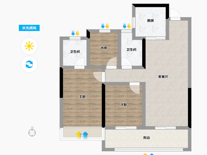 浙江省-杭州市-春风长住·晴翠秋时府-79.16-户型库-采光通风