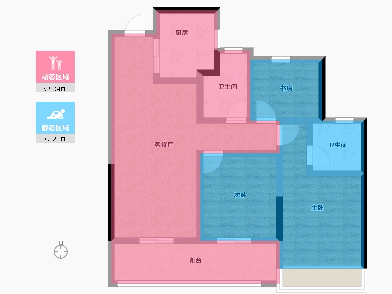 浙江省-杭州市-春风长住·晴翠秋时府-78.15-户型库-动静分区