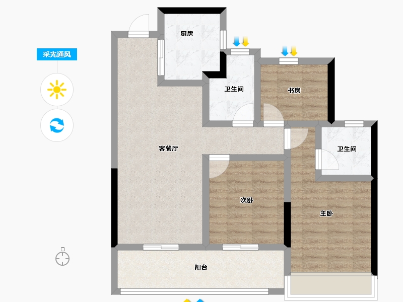 浙江省-杭州市-春风长住·晴翠秋时府-78.15-户型库-采光通风