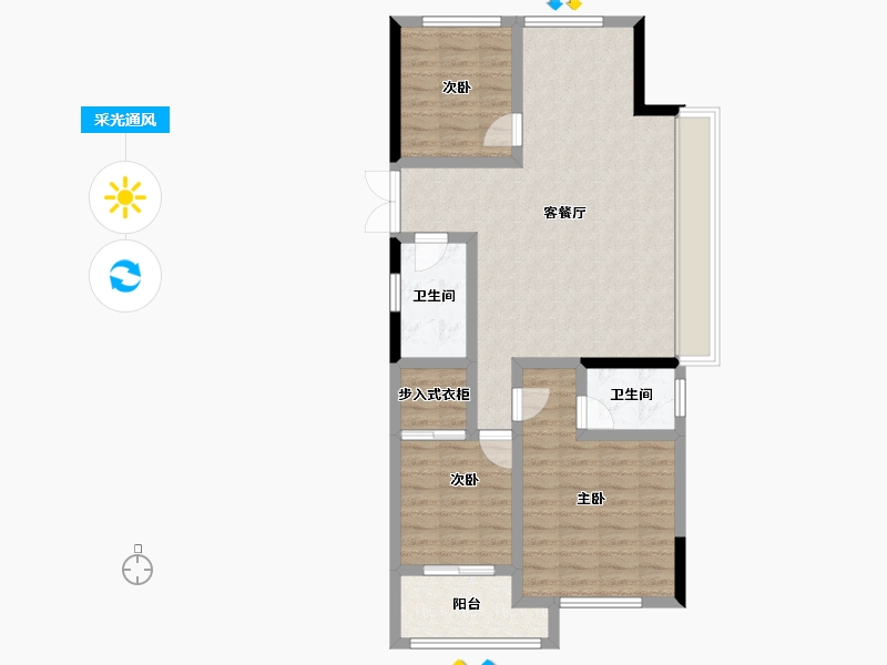 浙江省-杭州市-融悦天辰府-85.33-户型库-采光通风