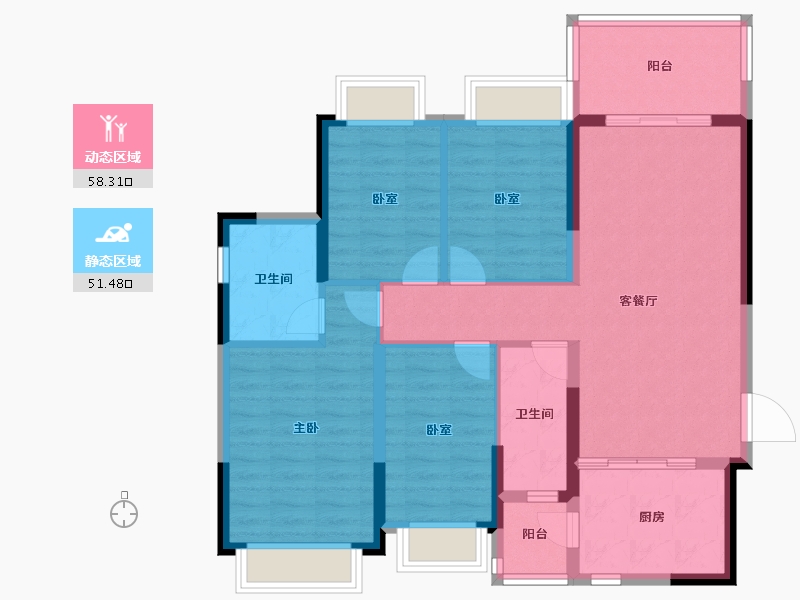 广东省-广州市-广州恒大悦府-98.40-户型库-动静分区