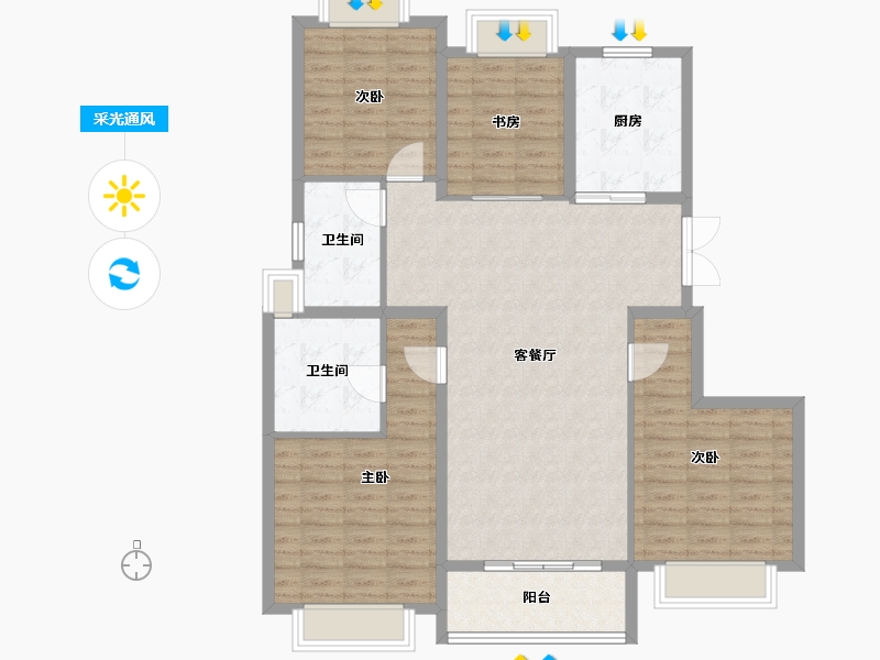 上海-上海市-天安1号-117.60-户型库-采光通风