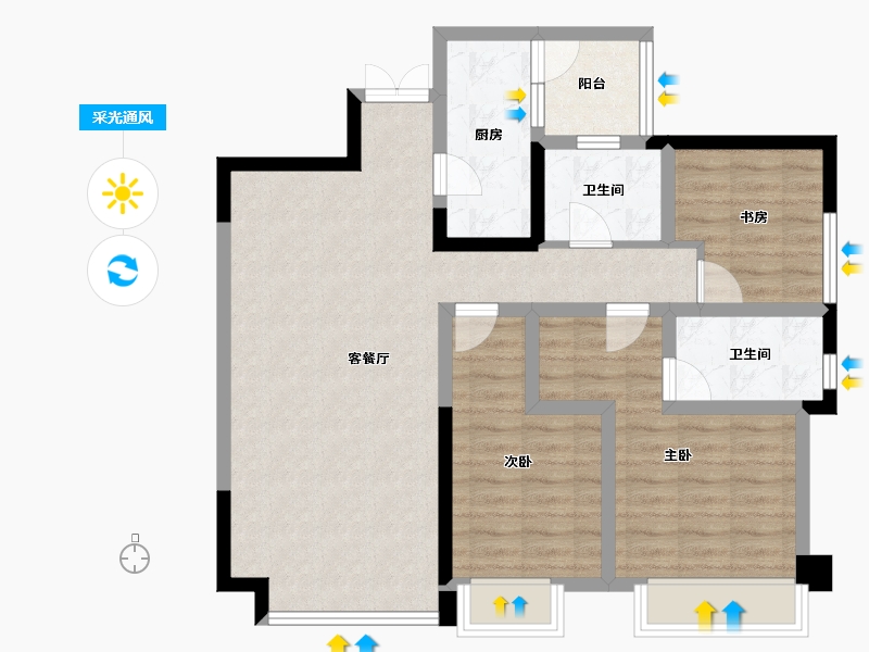 四川省-成都市-天府天玺-87.64-户型库-采光通风