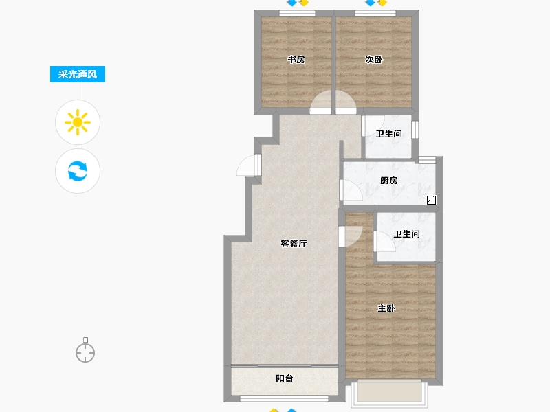 山西省-大同市-学林壹号-84.91-户型库-采光通风