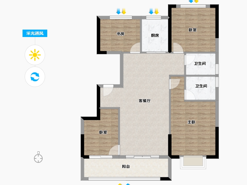 浙江省-宁波市-和悦·上观府-104.80-户型库-采光通风