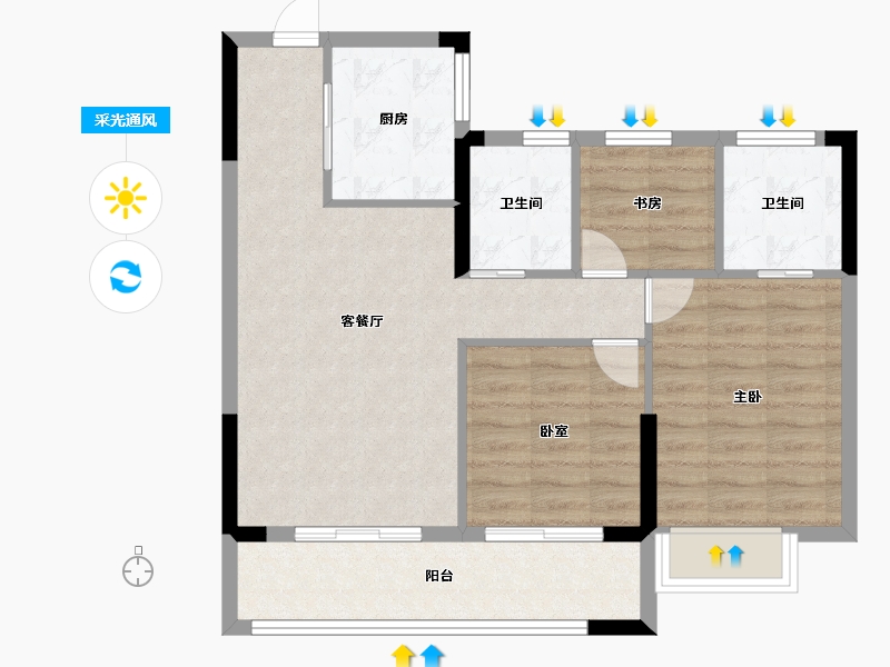 浙江省-宁波市-和悦·上观府-73.60-户型库-采光通风