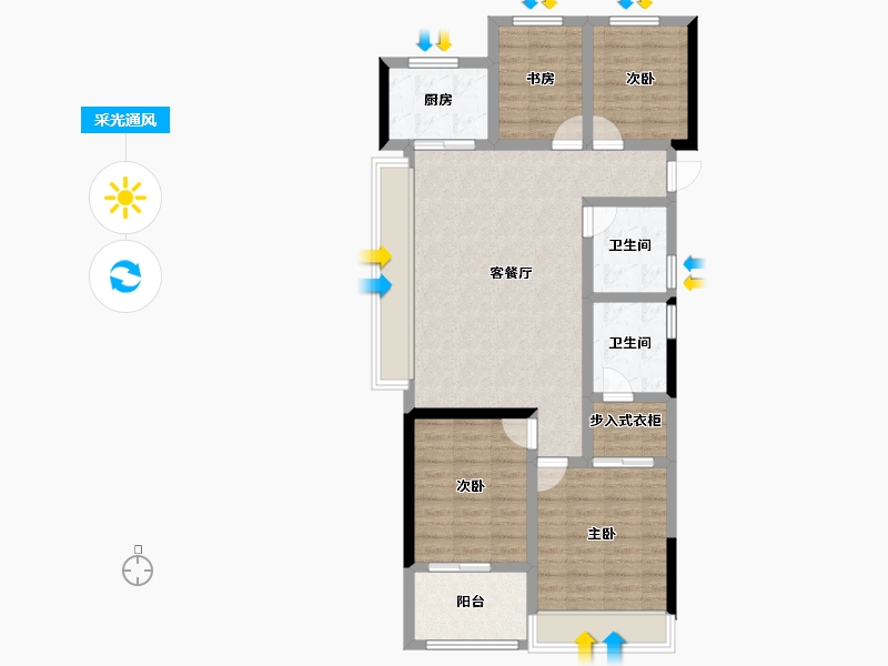 浙江省-杭州市-荷禹宸府-94.35-户型库-采光通风