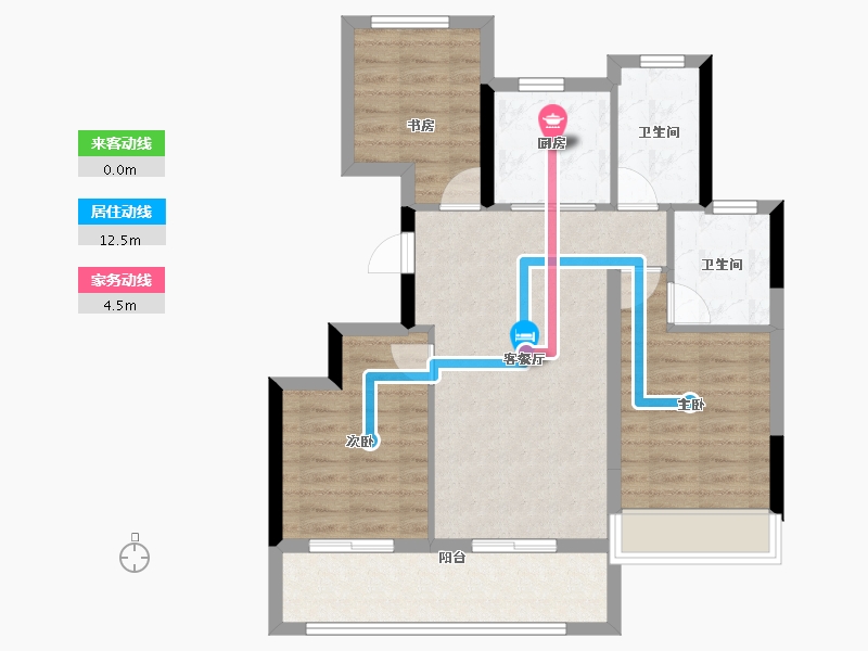 浙江省-杭州市-星翠芳华府-76.68-户型库-动静线