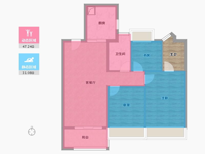 上海-上海市-建发熙和府-74.25-户型库-动静分区