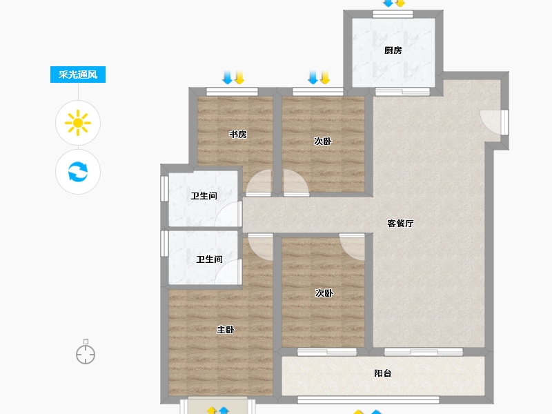 山西省-太原市-梵璟·天瑞-91.12-户型库-采光通风