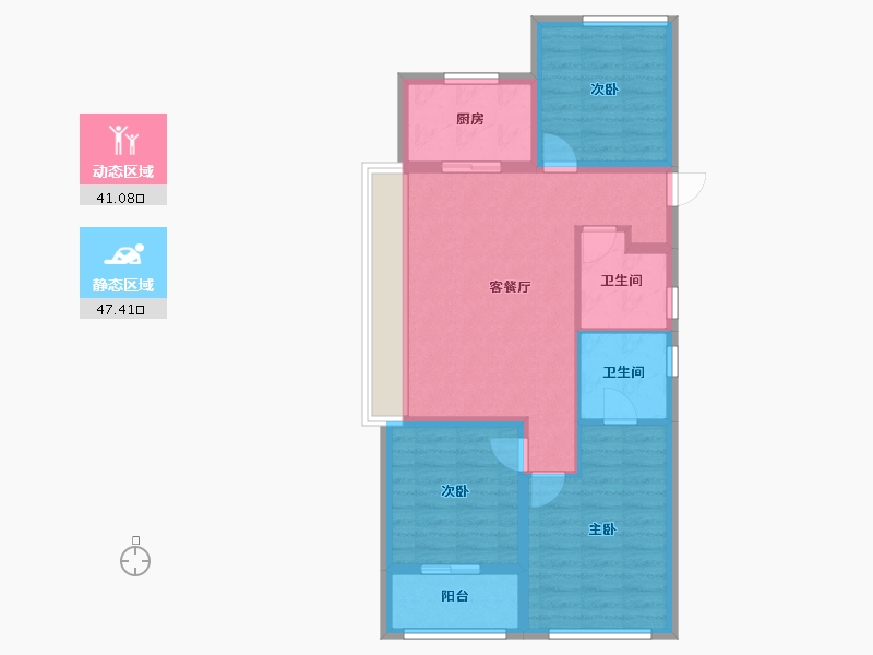 浙江省-杭州市-华景川科大湖沁宸园-78.86-户型库-动静分区