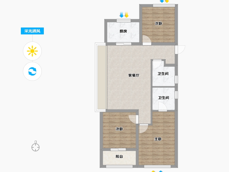 浙江省-杭州市-华景川科大湖沁宸园-78.86-户型库-采光通风