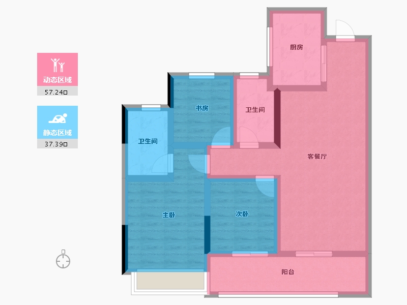 浙江省-杭州市-荷禹宸府-83.15-户型库-动静分区