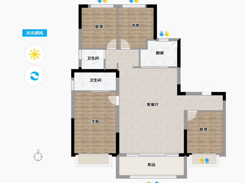 浙江省-宁波市-国贸雍上-116.76-户型库-采光通风