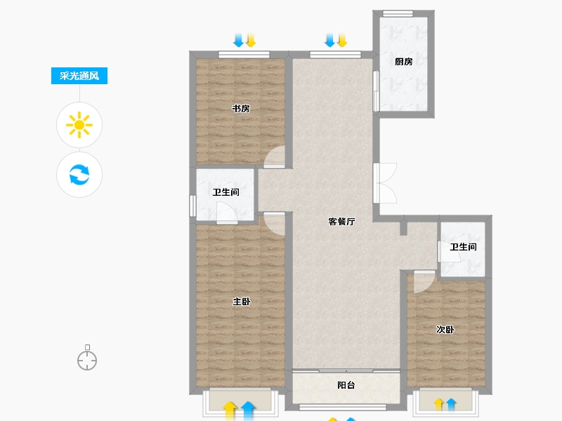 山西省-大同市-学林壹号-107.17-户型库-采光通风