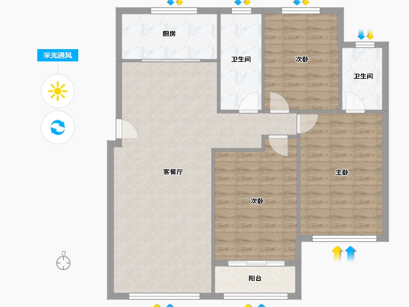 陕西省-宝鸡市-世家星城-108.00-户型库-采光通风