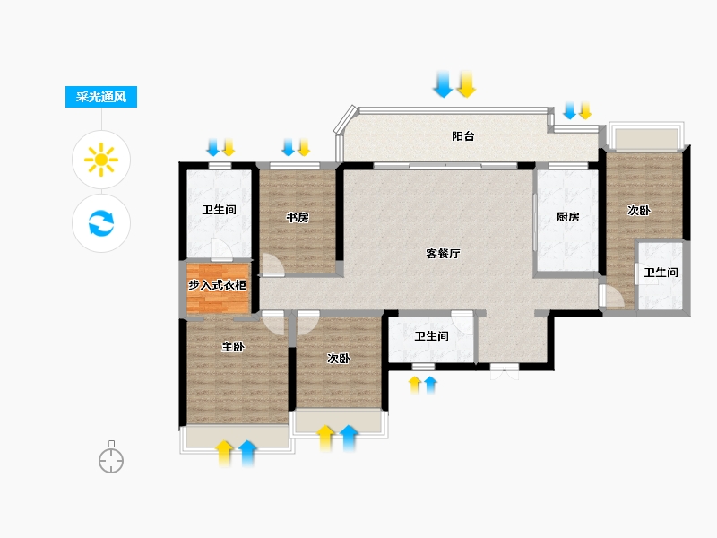 四川省-成都市-天府公园未来城-135.93-户型库-采光通风