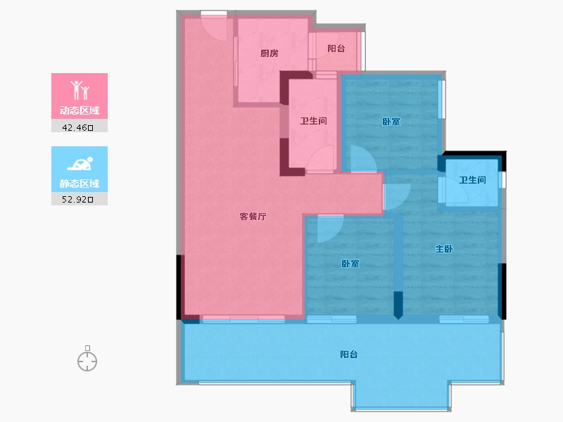 四川省-宜宾市-远达·时代公园城-85.94-户型库-动静分区