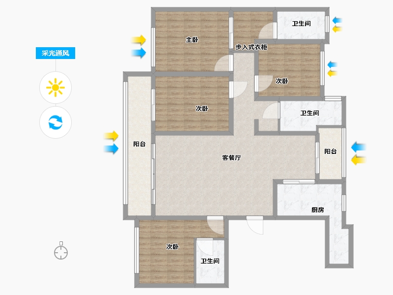 山东省-济宁市-金珠西路1号院-145.00-户型库-采光通风