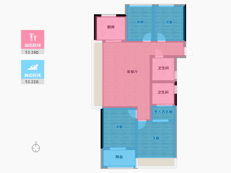 浙江省-杭州市-中天海威云咏汀洲-94.15-户型库-动静分区