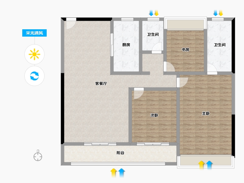 湖北省-武汉市-武汉瑞府-133.15-户型库-采光通风