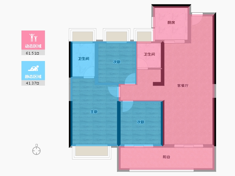 湖北省-武汉市-天创坦达·月湖云庄-92.15-户型库-动静分区