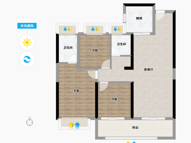 湖北省-武汉市-天创坦达·月湖云庄-92.15-户型库-采光通风