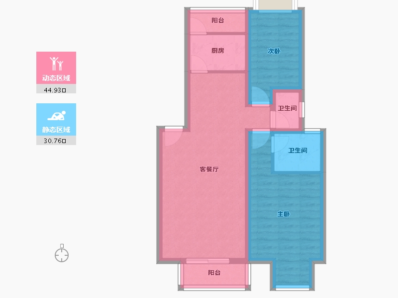 北京-北京市-BOBO自由城-66.70-户型库-动静分区