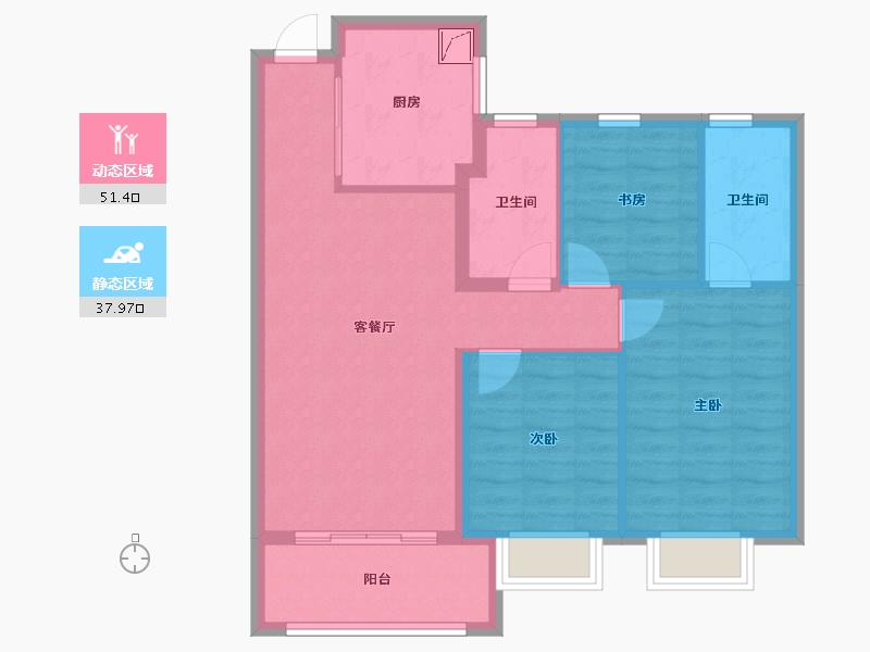 上海-上海市-雅戈尔星海云境-80.00-户型库-动静分区