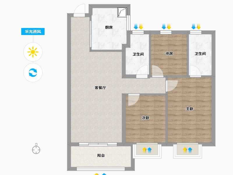 上海-上海市-雅戈尔星海云境-80.00-户型库-采光通风