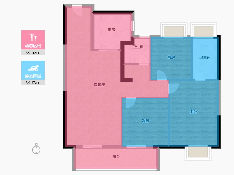 湖北省-武汉市-中铁阅湖郡-86.00-户型库-动静分区