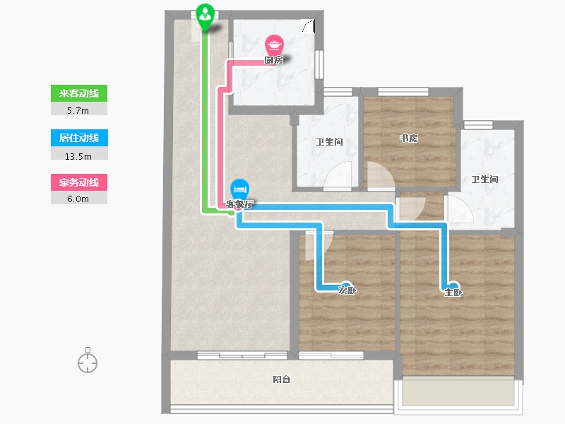 浙江省-杭州市-绿城华润晓月映翠-83.23-户型库-动静线