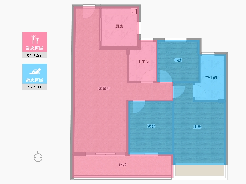 浙江省-杭州市-绿城华润晓月映翠-83.23-户型库-动静分区