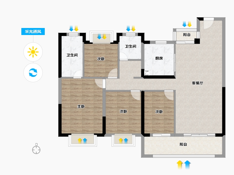 湖北省-武汉市-招商·武汉城建未来中心-113.60-户型库-采光通风