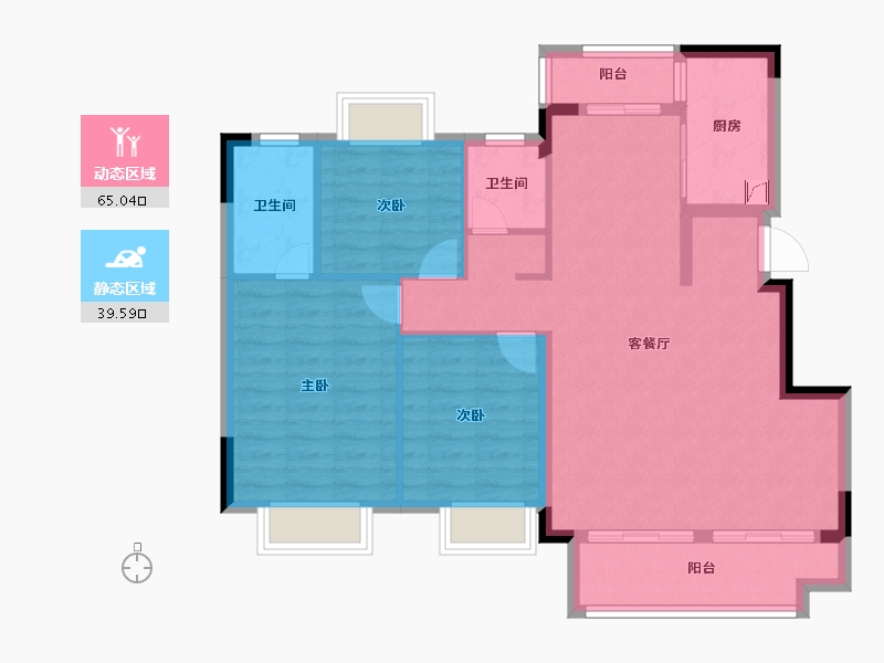 湖北省-武汉市-天创黄金时代-94.40-户型库-动静分区