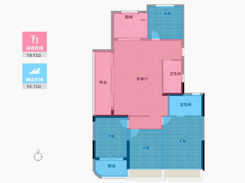 浙江省-杭州市-中天大家悦潮云望府-104.06-户型库-动静分区