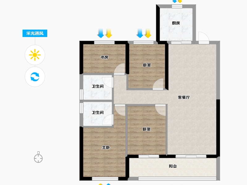 浙江省-宁波市-奥克斯·山悦云庭-98.38-户型库-采光通风