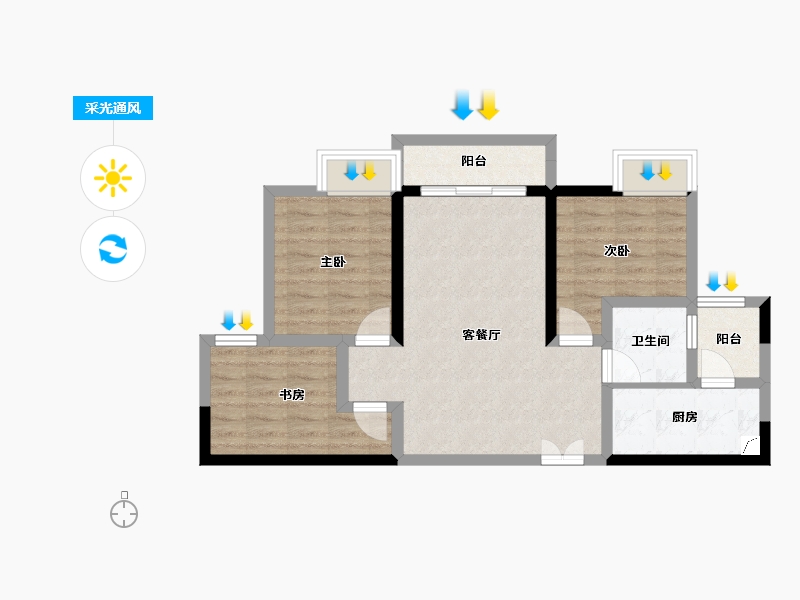 四川省-成都市-天府公园观澜8号-67.24-户型库-采光通风