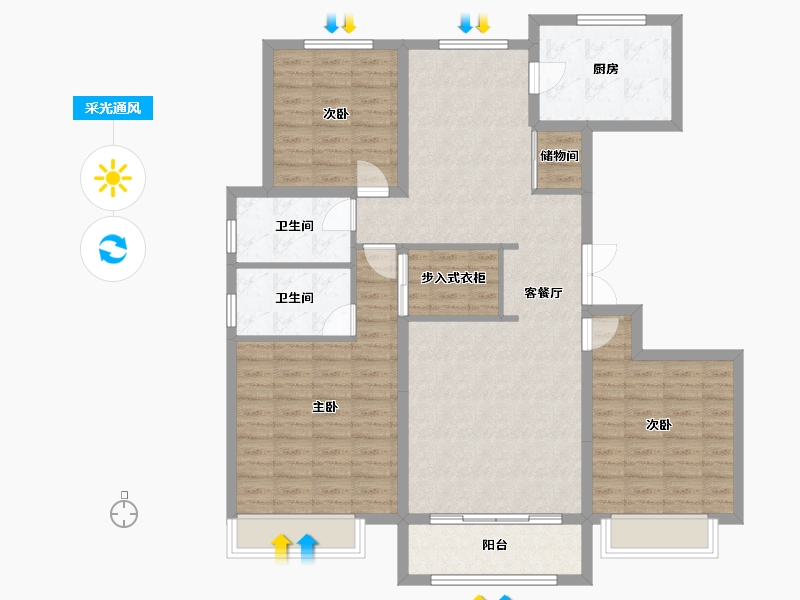 河北省-衡水市-保利拉菲公馆-114.39-户型库-采光通风